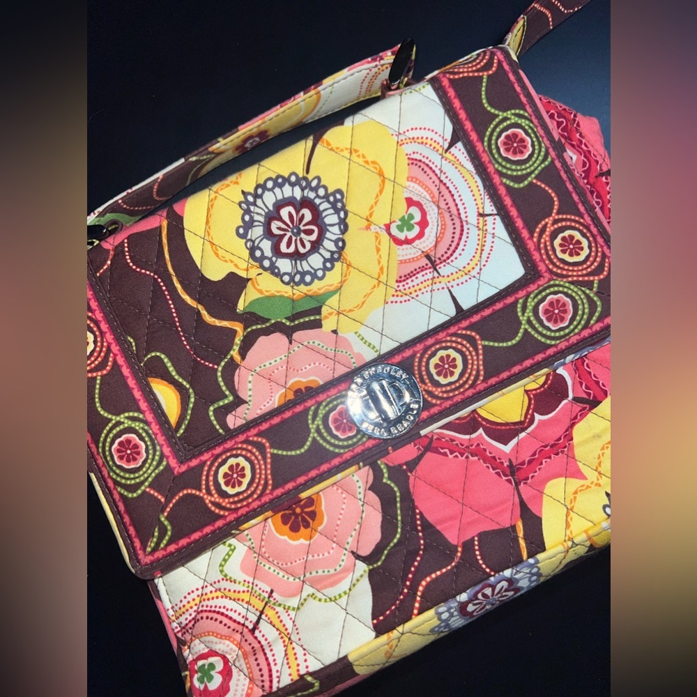 VERA BRADLEY Julia Buttercup Turnlock Satchel GUC